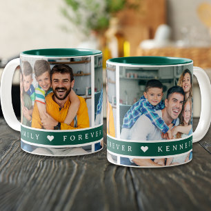 Tasse 2 Couleurs Collage de 2 photos personnalisé Nom de famille Ci