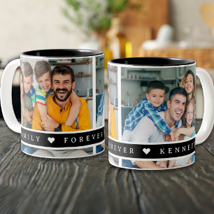 Tasse 2 Couleurs Collage de 2 photos personnalisé Nom de famille Ci