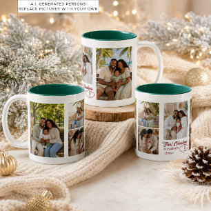 Tasse 2 Couleurs Collage de 5 photos Premier Noël en tant que paren