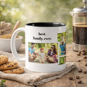 Tasse 2 Couleurs Collage de photos de famille - 4 photos et texte p