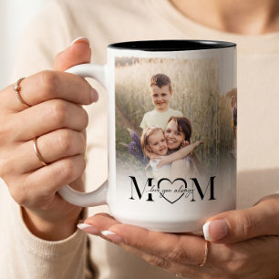 Tasse 2 Couleurs Collage de photos Maman que j'aime Cadeau d'annive