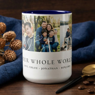 Tasse 2 Couleurs Collage de photos pour papa moderne Cadeau de souv