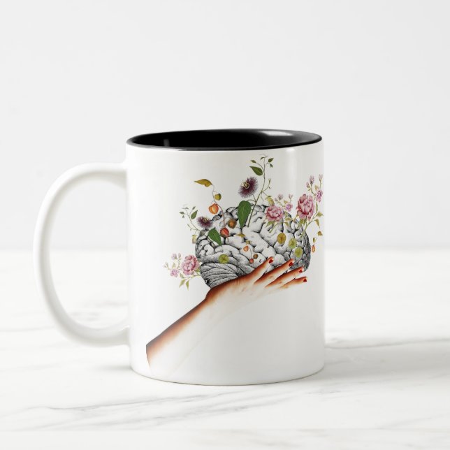 Tasse 2 Couleurs Collage des fleurs du cerveau (Gauche)