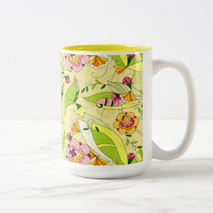 Tasse 2 Couleurs Collage floral Art déco