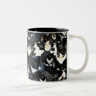 Tasse 2 Couleurs Collage fou de chat de smoking