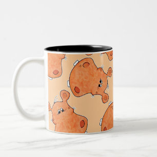 Tasse 2 Couleurs Collage orange de tête d'hippopotame