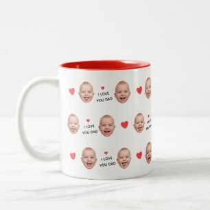 Tasse 2 Couleurs Collage personnalisé avec 2 photos du visage de bé