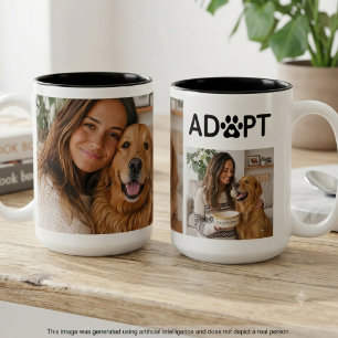 Tasse 2 Couleurs Collage photo d'adoption de chien