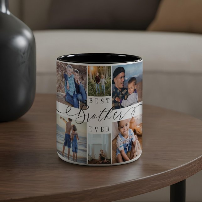 Tasse 2 Couleurs Collage photo de Meilleur Frère Jamais Keepsaké ca (Best Brother Ever Photo Collage Keepsake Gift Two-Tone Coffee Mug)