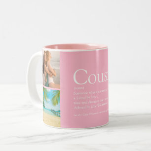 Tasse 2 Couleurs Collage photo rose girly de cousine Définition amu