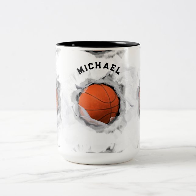 Tasse 2 Couleurs Collectif de basket-ball personnalisé (Centre)