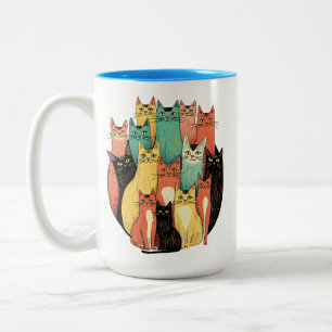 Tasse 2 Couleurs Collectif de chats modernité du milieu du siècle