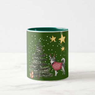 Tasse 2 Couleurs Collection "Christmas Dogs" avec Husky dans la for