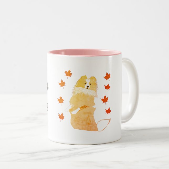 Tasse 2 Couleurs Collie Art < personnalisé (Devant droit)