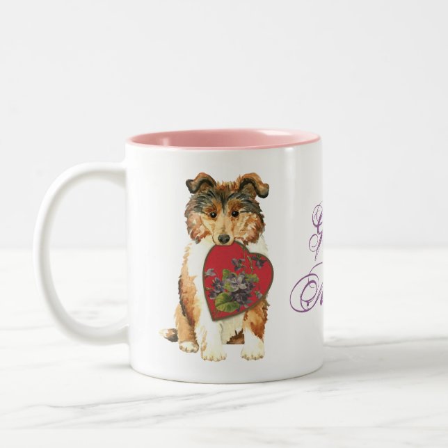 Tasse 2 Couleurs Collie Heart Maman (Gauche)