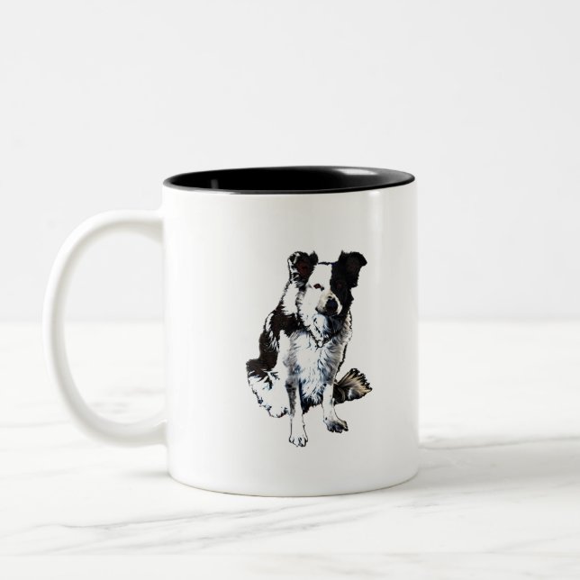 Tasse 2 Couleurs Collie-mouton à la frontière (Gauche)