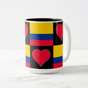 Tasse 2 Couleurs Colombie Drapeau Coeur Motif Patriotique Colombien