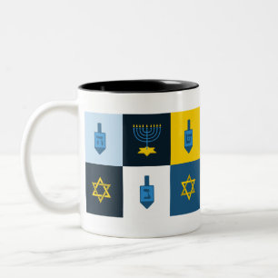 Tasse 2 Couleurs colorblock hébreu hanoukka