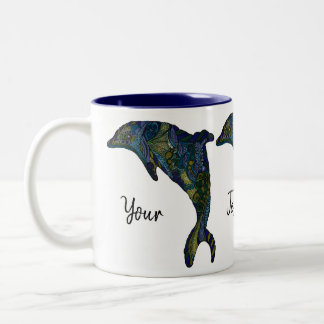 Tasse 2 Couleurs Coloré Abstrait Dolphin Artwork personnalisé