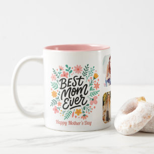 Tasse 2 Couleurs Coloré Floral Meilleure Maman Jamais Grille Photo 