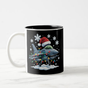 Tasse 2 Couleurs Combat d'avion à réaction drôle Noël militaire Fêt