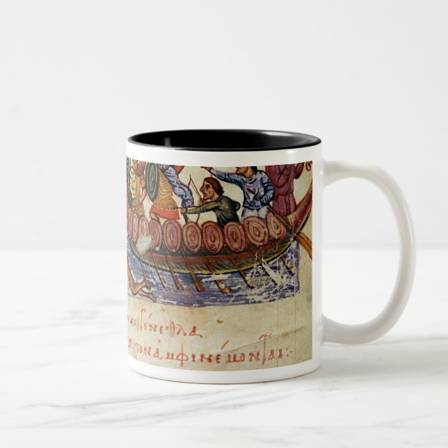Tasse 2 Couleurs Combat naval entre deux bateaux (Droit)