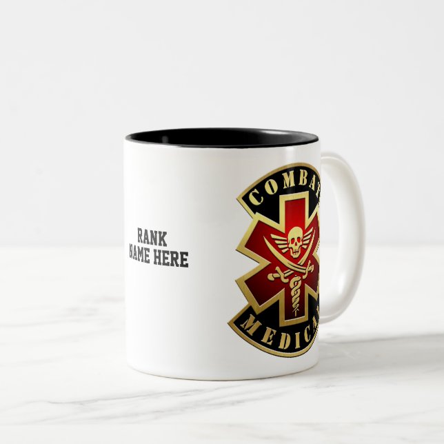 Tasse 2 Couleurs Combattre le patchs croisé crâne et épées Médicale (Devant droit)