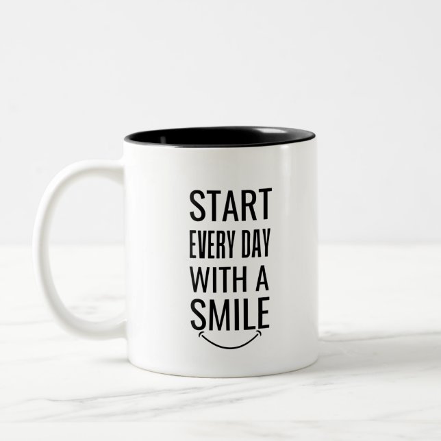 Tasse 2 Couleurs Commencez chaque jour avec un sourire (Gauche)