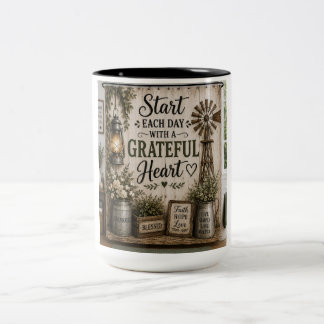 Tasse 2 Couleurs Commencez chaque journée avec une âme reconnaissan