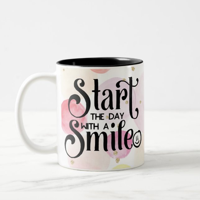 Tasse 2 Couleurs Commencez la journée avec un sourire (Gauche)