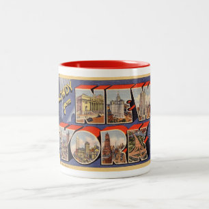 Tasse 2 Couleurs Comment de New York ! Lettre vintage grande