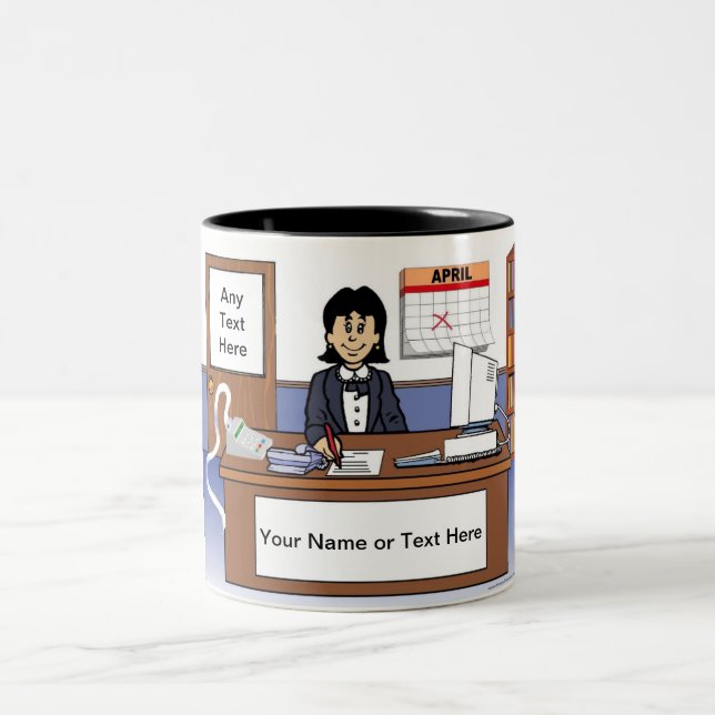 Tasse 2 Couleurs Comptable, comptable - Cartoon féminin (Centre)
