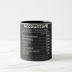 Tasse 2 Couleurs Comptable Nutrition Fact, Nutrition Fact