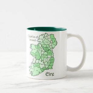 Tasse 2 Couleurs Comtés de carte de l'Irlande