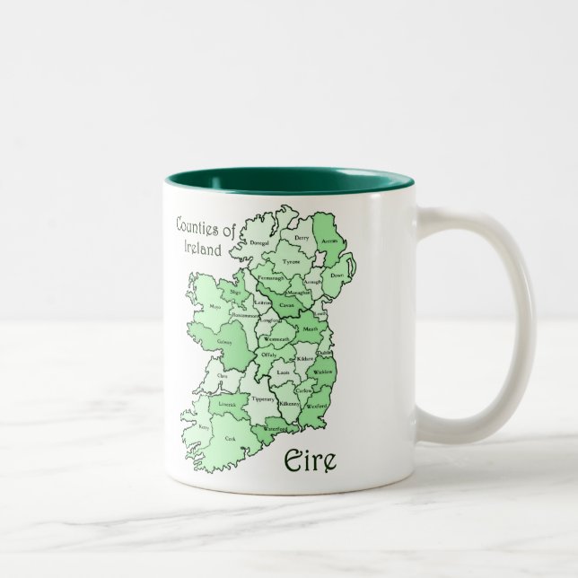 Tasse 2 Couleurs Comtés de carte de l'Irlande (Droit)
