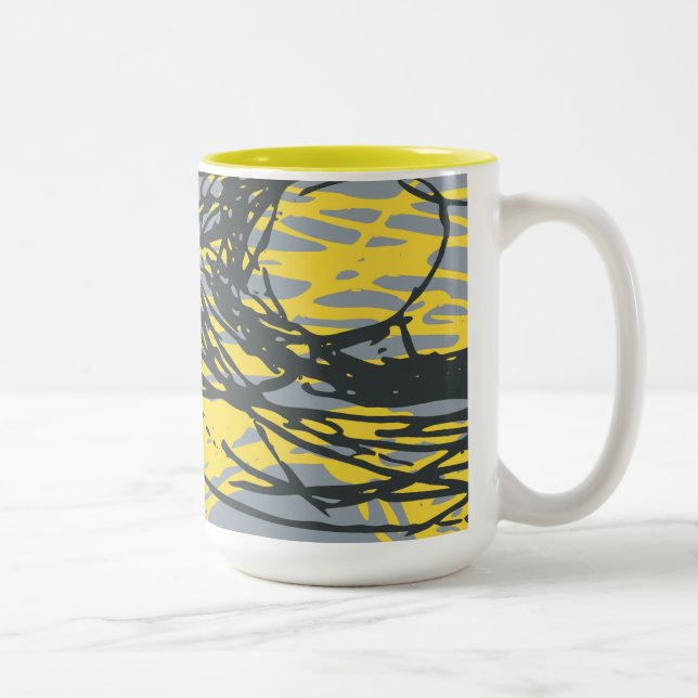 Tasse 2 Couleurs Conception abstraite dans le blanc, le jaune et le (Droit)