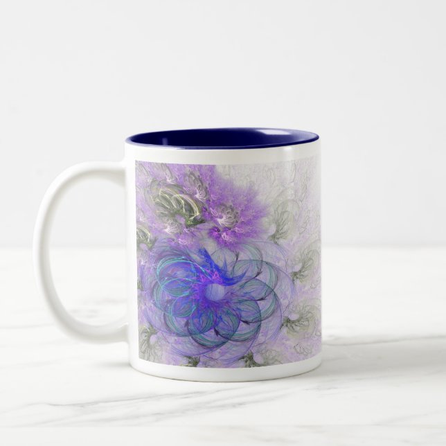 Tasse 2 Couleurs Conception Abstraite de fleurs pourpre et bleu den (Gauche)