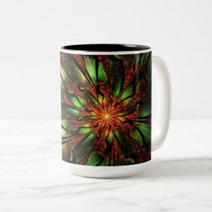 Tasse 2 Couleurs Conception Abstraite des fleurs fractales.