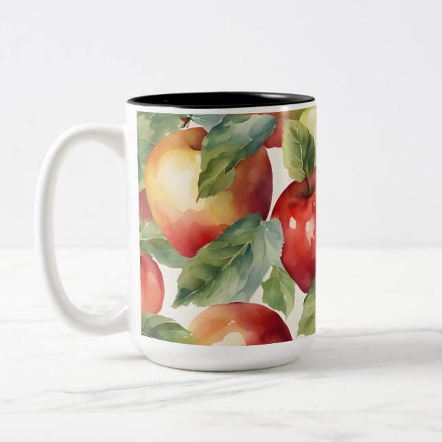 Tasse 2 Couleurs Conception aquarelle de pommes fraîches (Gauche)