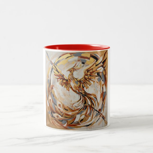 Tasse 2 Couleurs Conception artistique d'oiseau mythique (Centre)