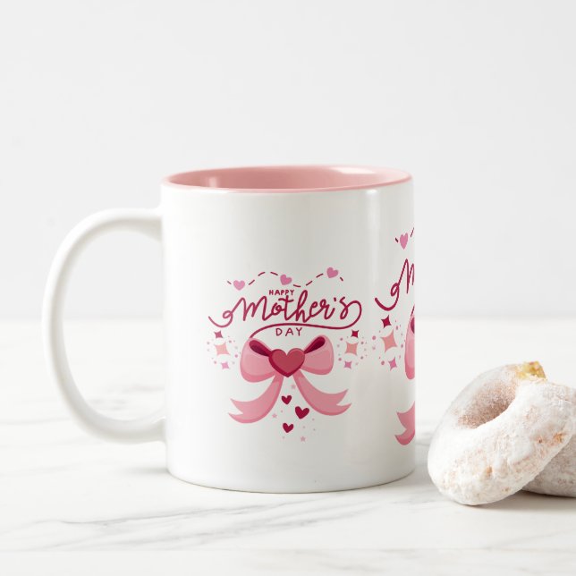 TASSE 2 COULEURS CONCEPTION BRANCHÉE POUR LA FÊTE DES MÈRES (Avec donut)
