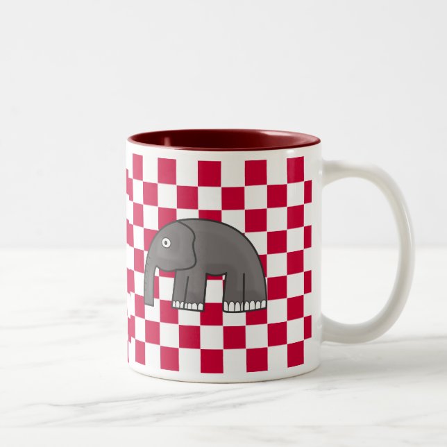 Tasse 2 Couleurs Conception d'animal à carreaux rouges et blancs (Droit)