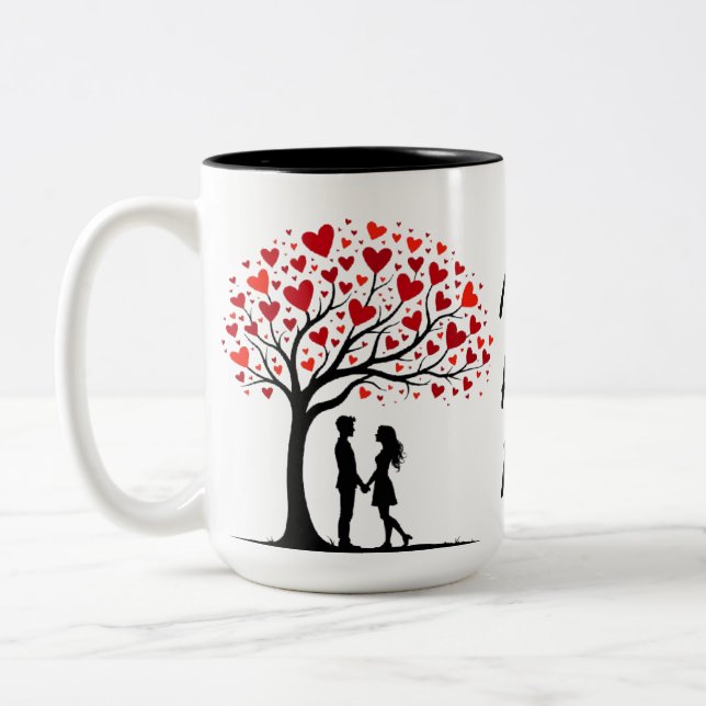 Tasse 2 Couleurs Conception d'arbre d'amour romantique pour la Sain (Gauche)