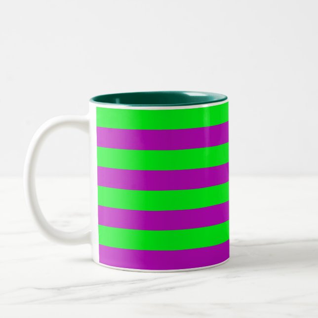Tasse 2 Couleurs Conception de bandes violettes et vertes (Gauche)