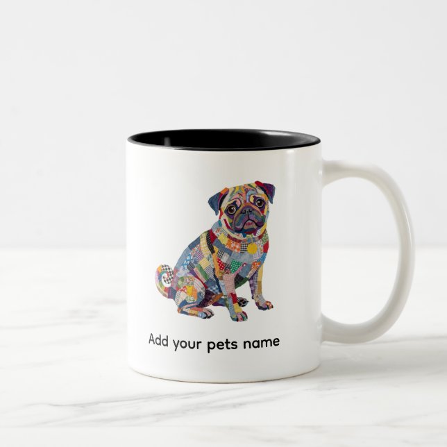 Tasse 2 Couleurs Conception de chien Pug mignon  (Droit)