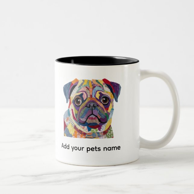 Tasse 2 Couleurs Conception de chien Pug mignon  (Droit)