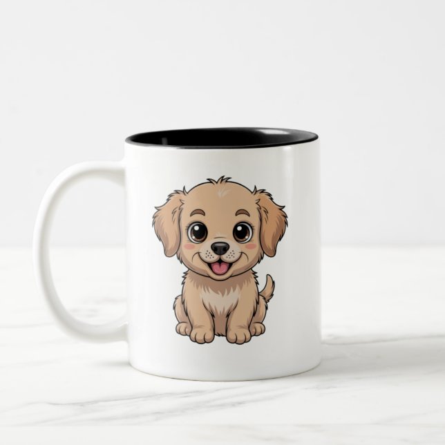 Tasse 2 Couleurs Conception de chiot Golden Retriever mignon (Gauche)