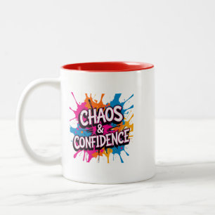 Tasse 2 Couleurs Conception de citation "Chaos & Confiance" éclabou