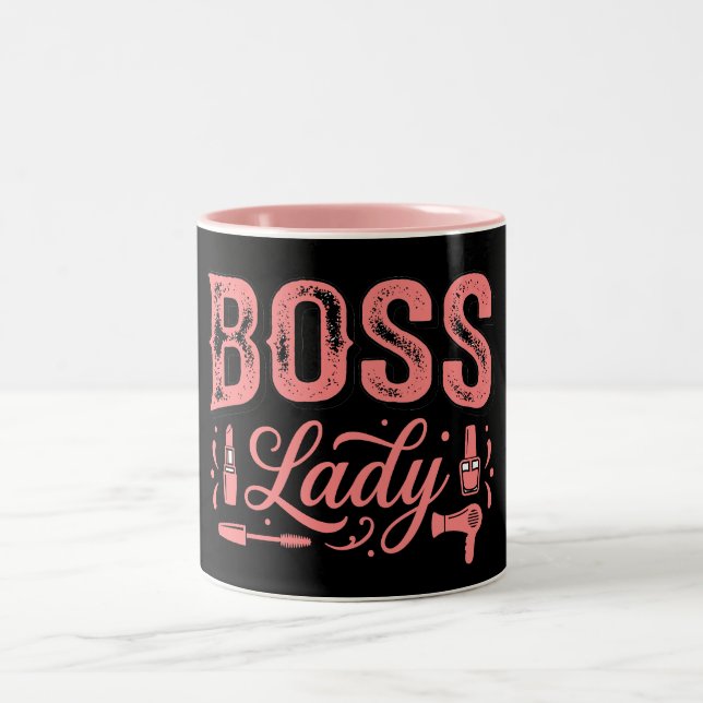 Tasse 2 Couleurs Conception de Dame Patronne Rose Mignonne (Centre)