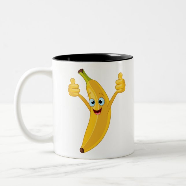Tasse 2 Couleurs Conception de dessin animé de banane (Gauche)